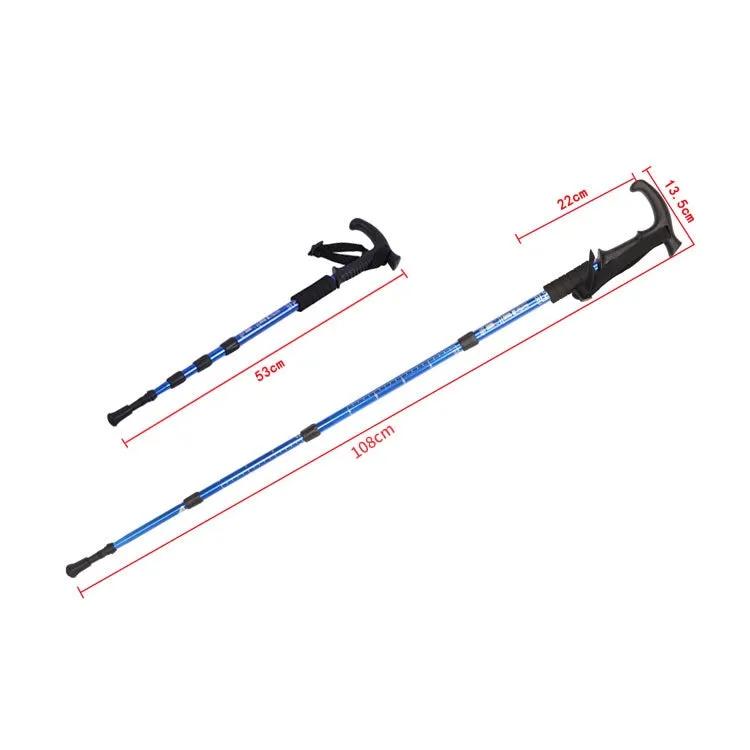 Aotu AT7555 108cm Outdoor Camping Aluminum Alloy T Handle Lock 4 Alpenstock(Red)