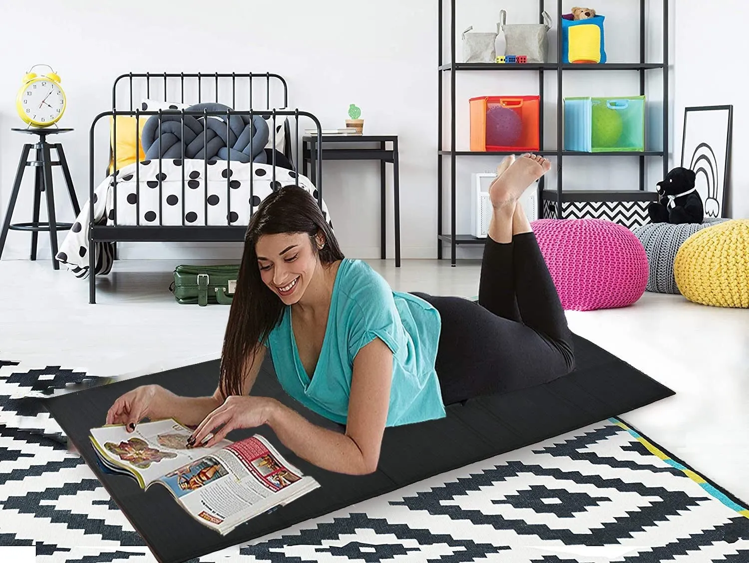 Bhajan Travel Single Bed Mattress Waterproof Foldable and Laminated Fabric Bed Mattress - Black (Bed Met)