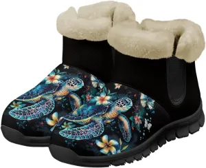 Butterfly Floral Winter Snow Boots for Women Anti-Slip Fuzzy Boot Ankle Booties Wide Width Shoes