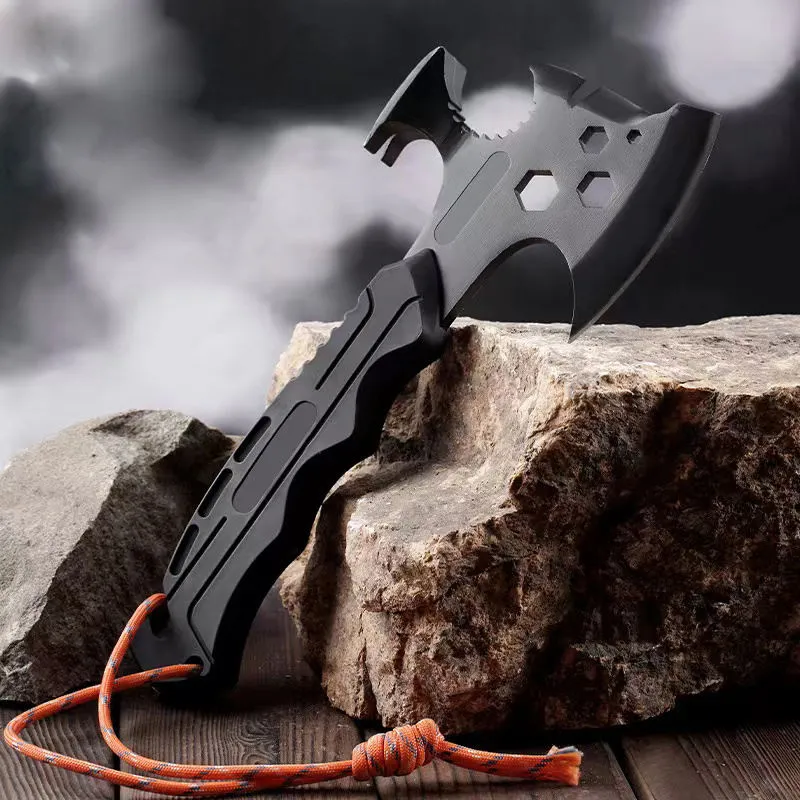 Carbon Steel Professional Outdoor Camping Hiking Portable Survival Hatchet Multifunction Tactical Hunting Axe With Rope