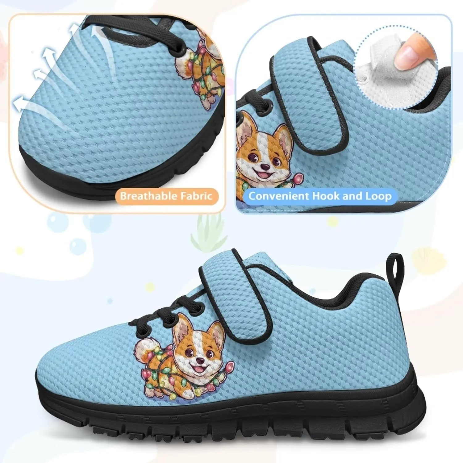 Girls Boys Dog Running Sneakers Lightweight Hiking Tennis Fitness Training Shoes for Little Kid
