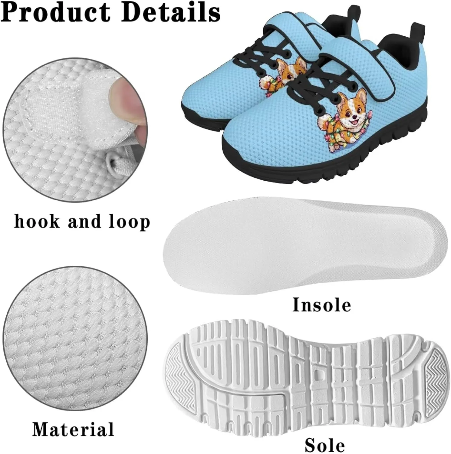 Girls Boys Dog Running Sneakers Lightweight Hiking Tennis Fitness Training Shoes for Little Kid
