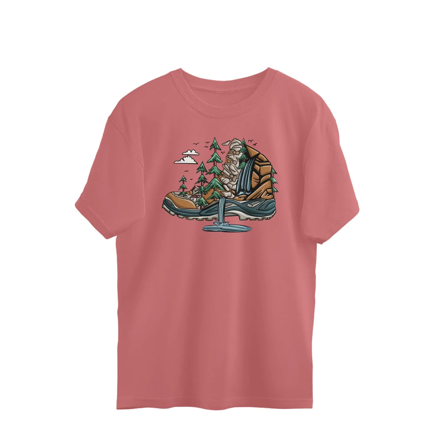 I'D RATHER BE IN HIKING BOOTS - hiking t shirt - Oversized - Life is better in hiking boots