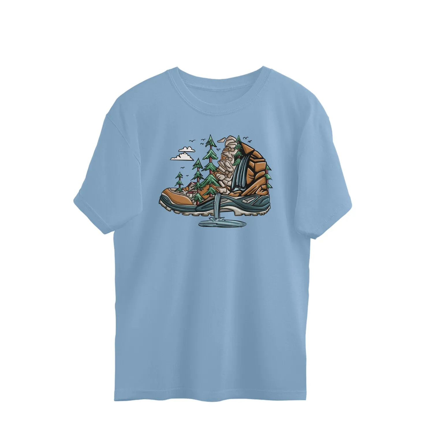 I'D RATHER BE IN HIKING BOOTS - hiking t shirt - Oversized - Life is better in hiking boots