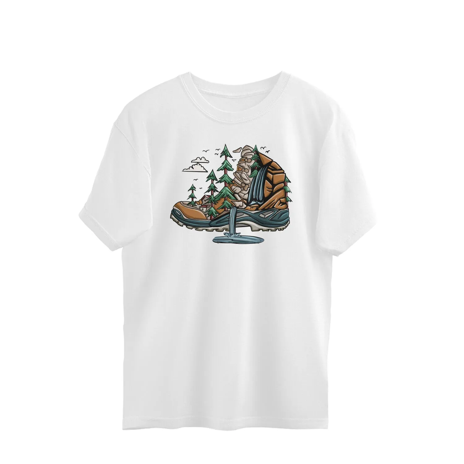 I'D RATHER BE IN HIKING BOOTS - hiking t shirt - Oversized - Life is better in hiking boots