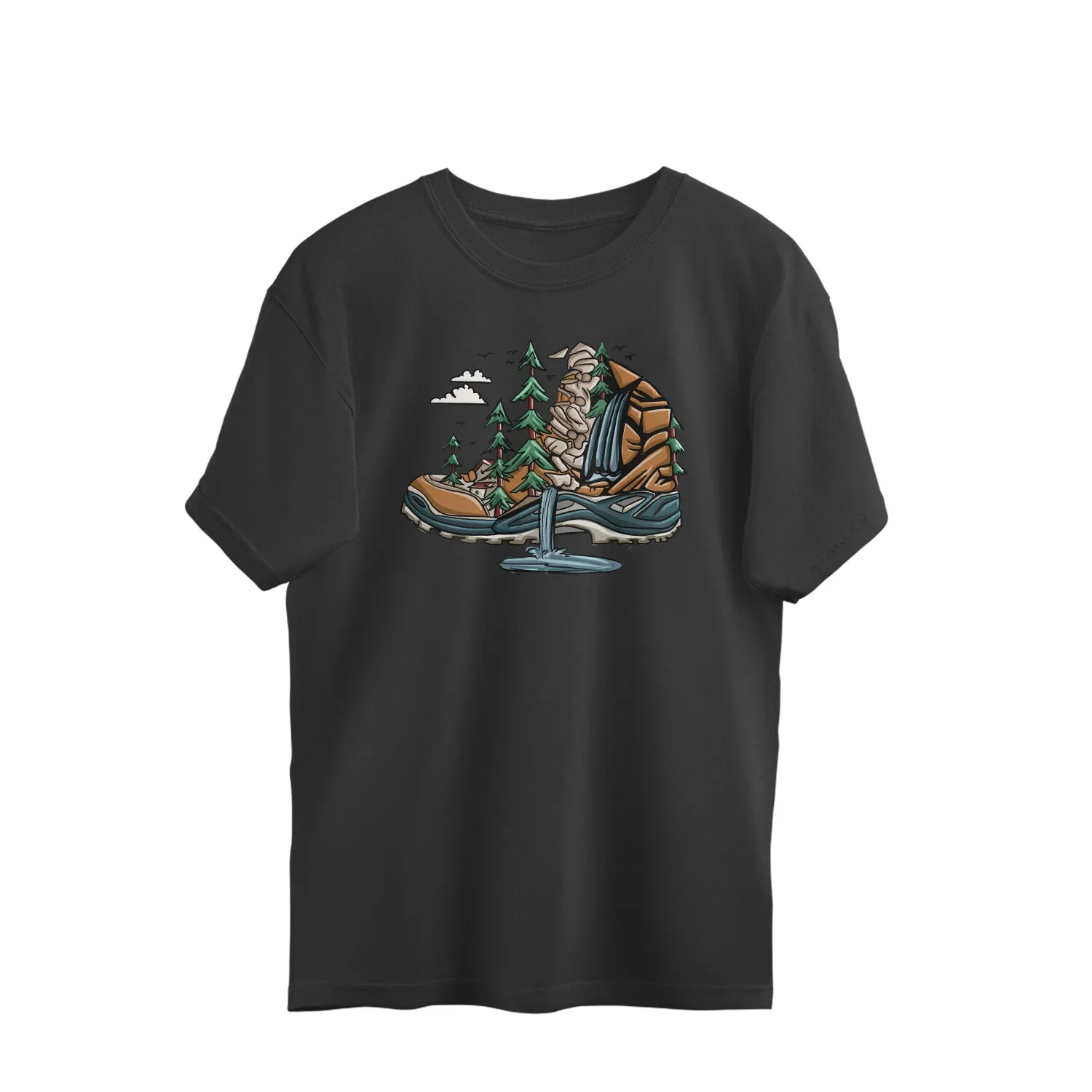 I'D RATHER BE IN HIKING BOOTS - hiking t shirt - Oversized - Life is better in hiking boots