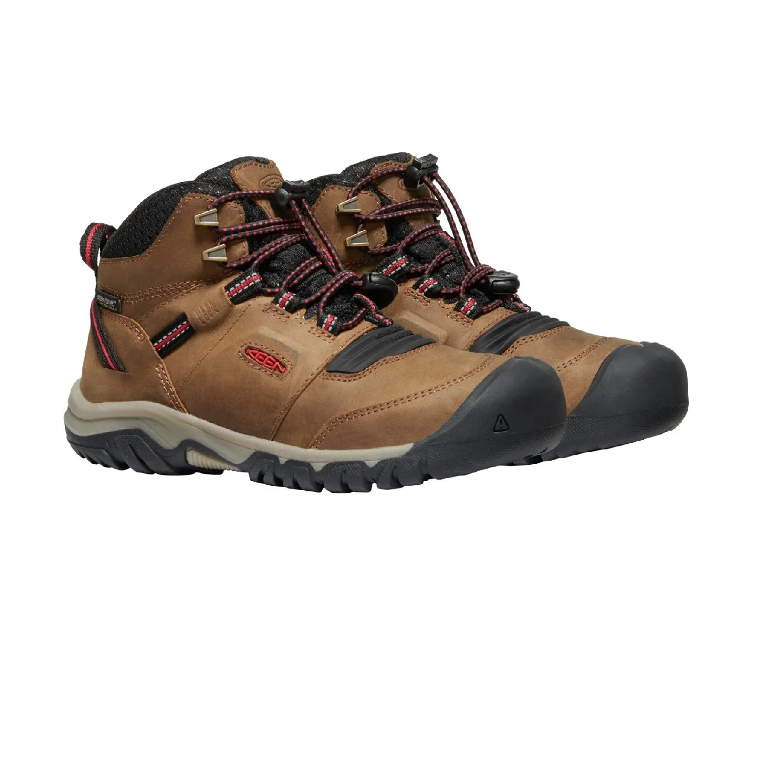 Kid's Ridge Flex Mid WP Hiking Boot - Bison/Red Carpet