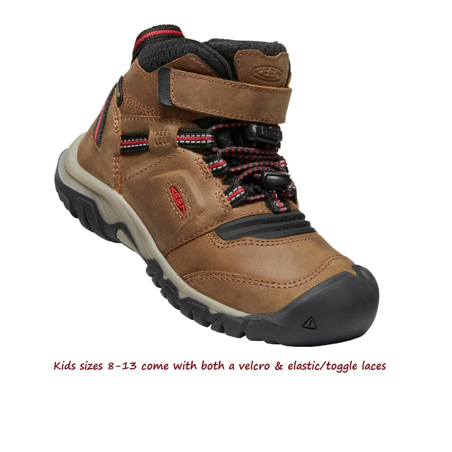 Kid's Ridge Flex Mid WP Hiking Boot - Bison/Red Carpet