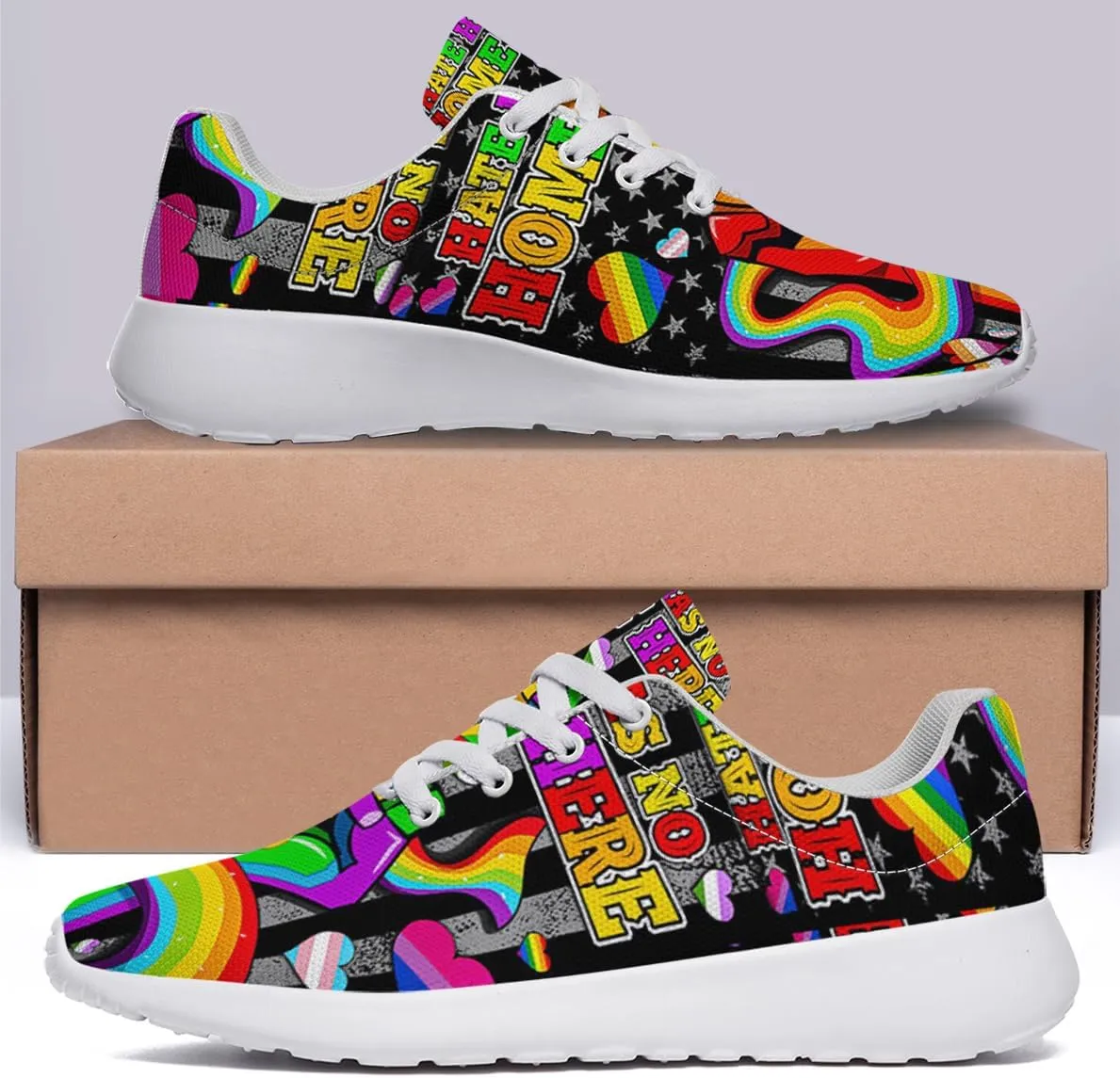 Sonzj-II Hate Has No Home Here LGBT Shoes Women Men Sports Trainers Low Top Anti-Slip Lace Up Trail Sneakers